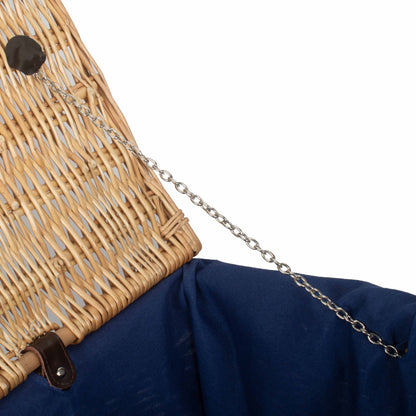 28 Inch Rope Handled Willow Hamper Trunk with Navy Blue Lining