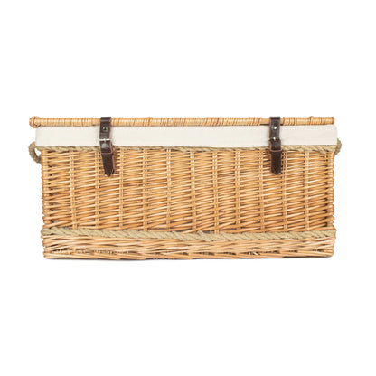 28 Inch Rope Handled Willow Hamper Trunk with White Lining