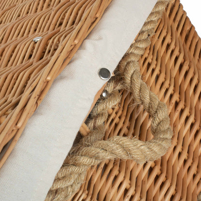 28 Inch Rope Handled Willow Hamper Trunk with White Lining