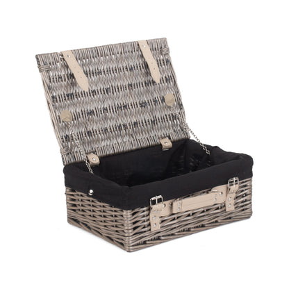 14 Inch Antique Wash Willow Hamper with Black Lining