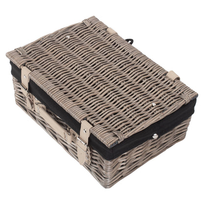 14 Inch Antique Wash Willow Hamper with Black Lining