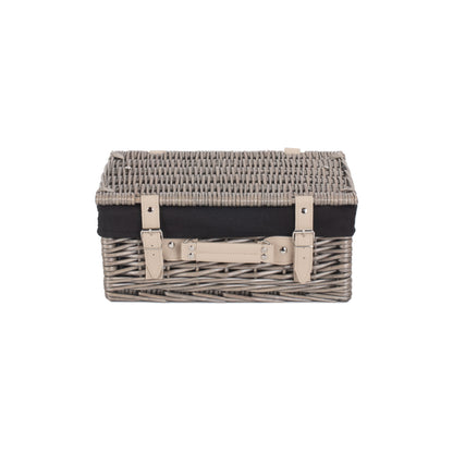 14 Inch Antique Wash Willow Hamper with Black Lining