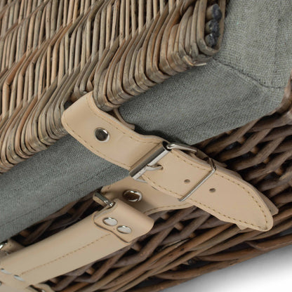 14 Inch Antique Wash Willow Hamper with Grey Sage Lining