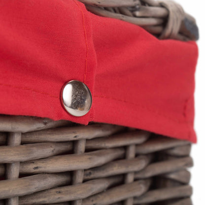 14 Inch Antique Wash Willow Hamper with Red Lining