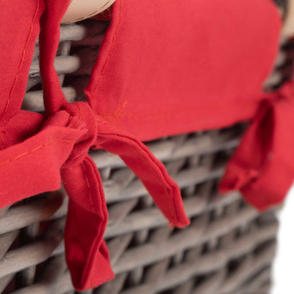14 Inch Antique Wash Willow Hamper with Red Lining
