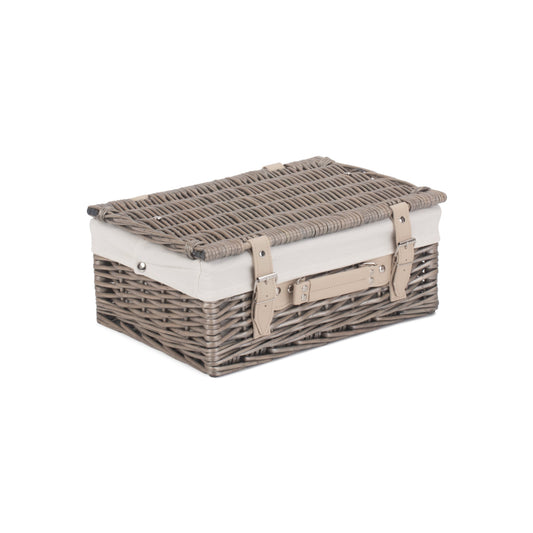14 Inch Antique Wash Willow Hamper with White Lining