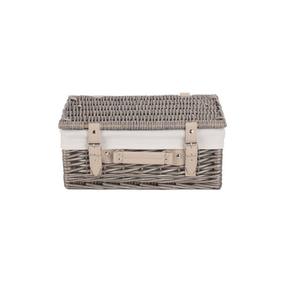 14 Inch Antique Wash Willow Hamper with White Lining