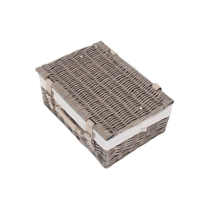 14 Inch Antique Wash Willow Hamper with White Lining