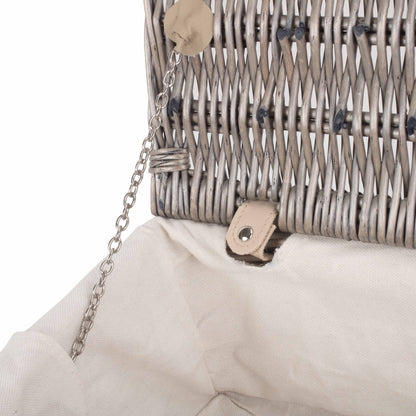 14 Inch Antique Wash Willow Hamper with White Lining