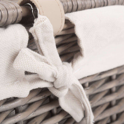14 Inch Antique Wash Willow Hamper with White Lining