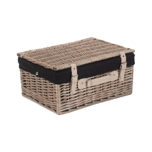 16 Inch Antique Wash Willow Hamper with Black Lining