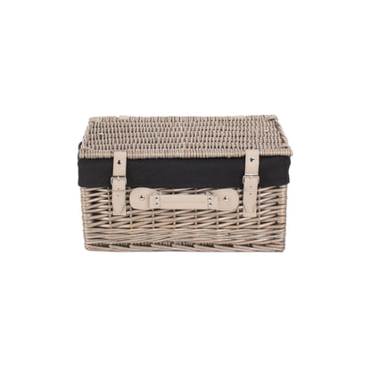 16 Inch Antique Wash Willow Hamper with Black Lining