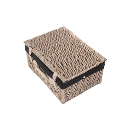 16 Inch Antique Wash Willow Hamper with Black Lining