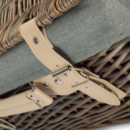 16 Inch Antique Wash Willow Hamper with Grey Sage Lining