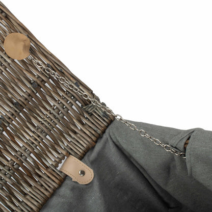 16 Inch Antique Wash Willow Hamper with Grey Sage Lining