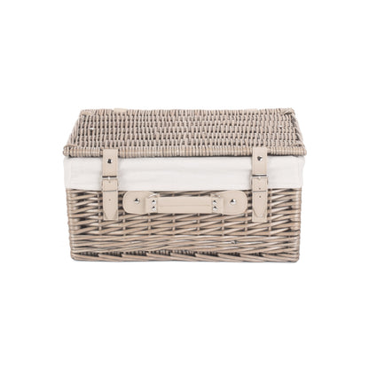 16 Inch Antique Wash Willow Hamper with White Lining