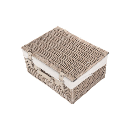 16 Inch Antique Wash Willow Hamper with White Lining