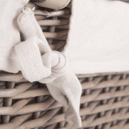 16 Inch Antique Wash Willow Hamper with White Lining