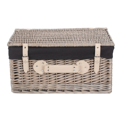 20 Inch Antique Wash Willow Hamper with Black Lining