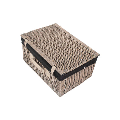 20 Inch Antique Wash Willow Hamper with Black Lining