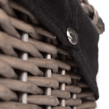 20 Inch Antique Wash Willow Hamper with Black Lining
