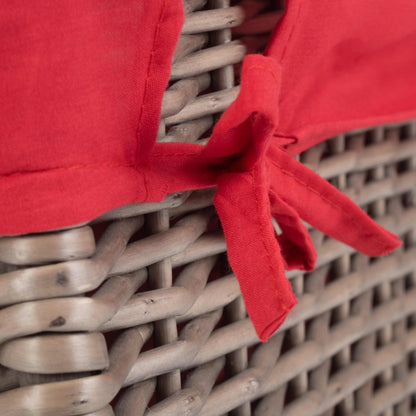 20 Inch Antique Wash Willow Hamper with Red Lining