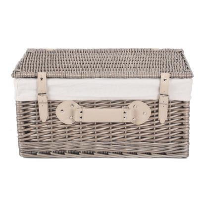 20 Inch Antique Wash Willow Hamper with White Lining