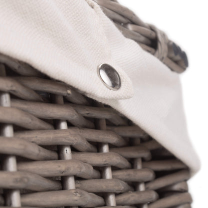 20 Inch Antique Wash Willow Hamper with White Lining