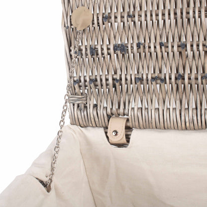 20 Inch Antique Wash Willow Hamper with White Lining