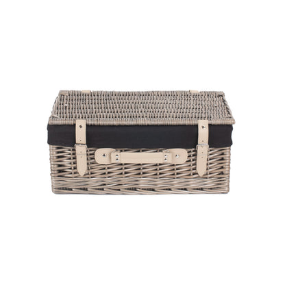 18 Inch Antique Wash Willow Hamper with Black Lining
