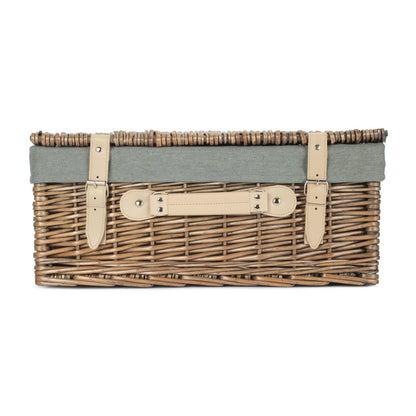 18 Inch Antique Wash Willow Hamper with Grey Sage Lining