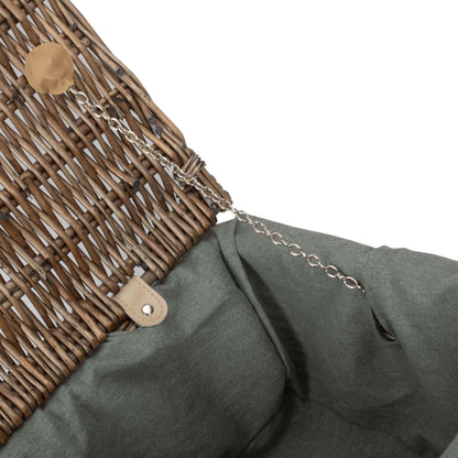 18 Inch Antique Wash Willow Hamper with Grey Sage Lining