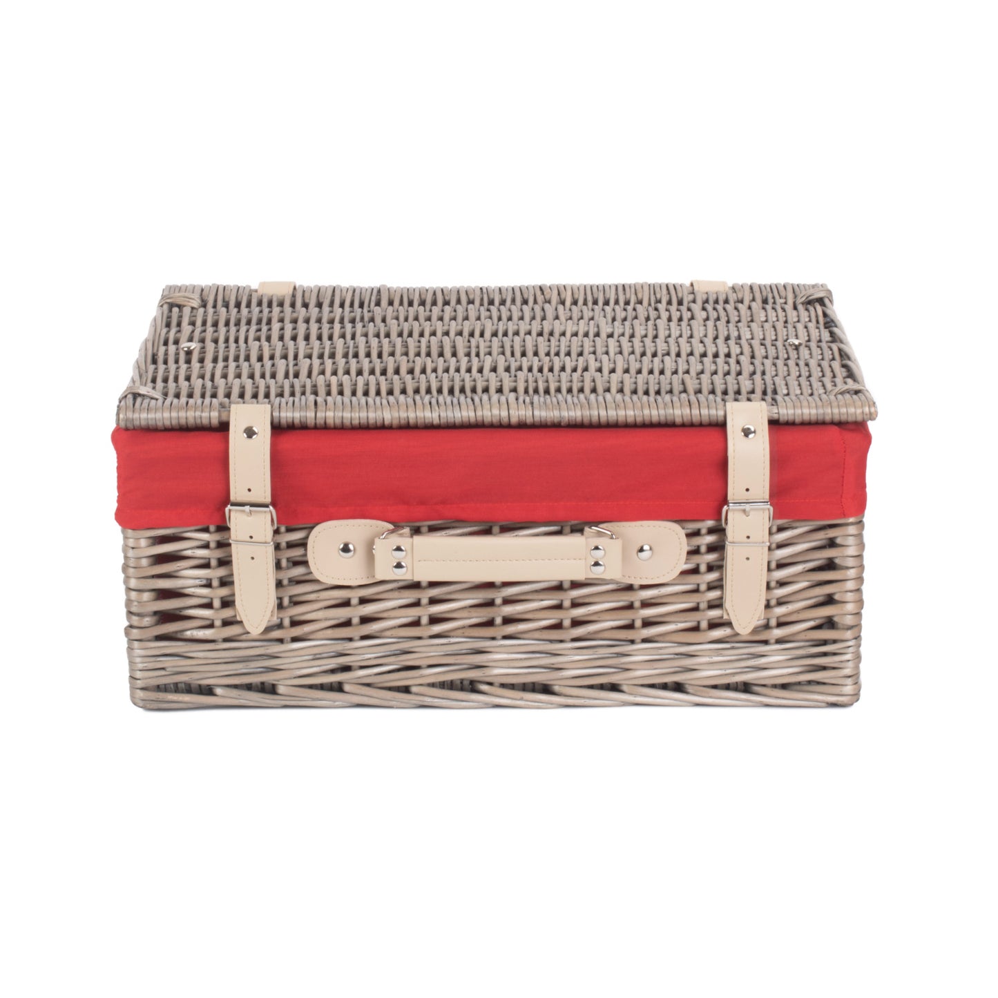 18 Inch Antique Wash Hamper With Red Lining