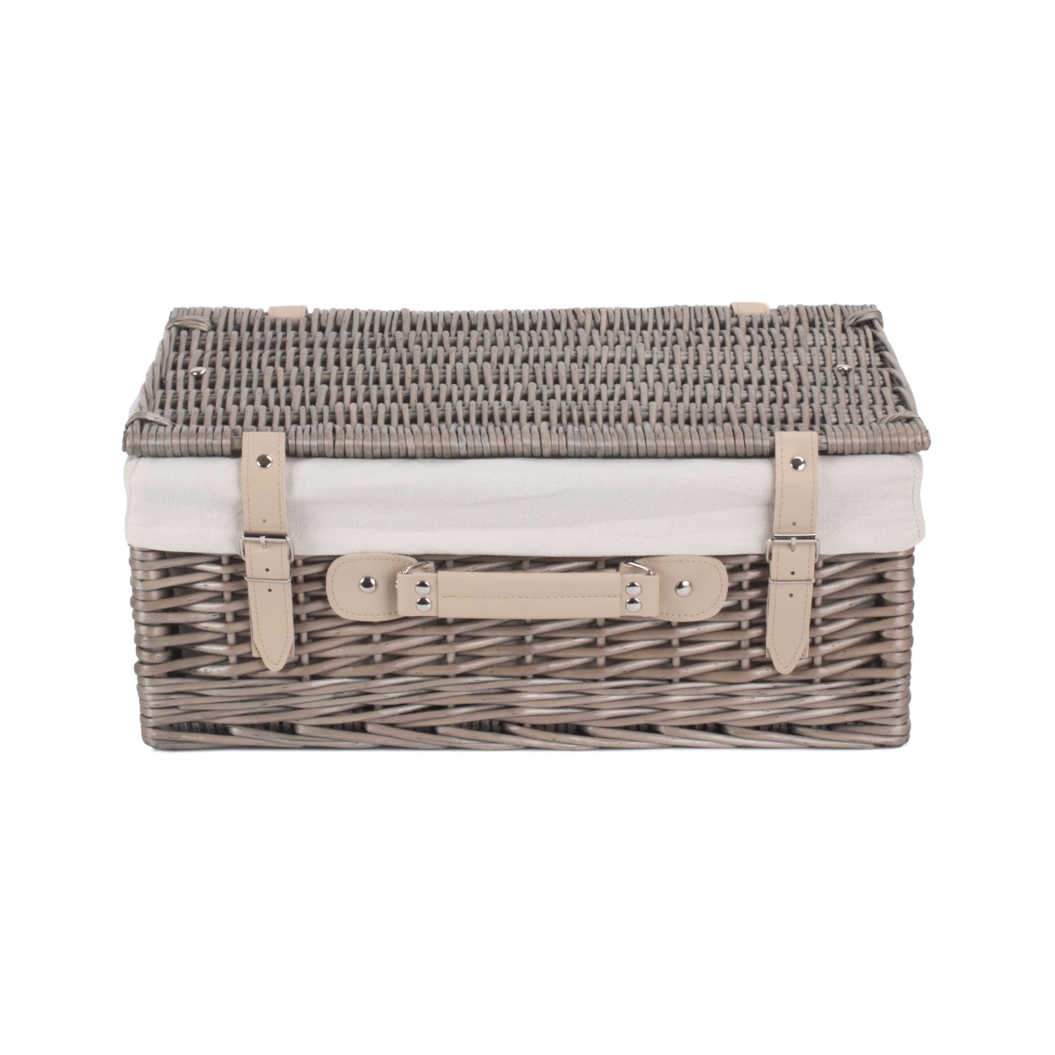 18 Inch Antique Wash Willow Hamper with White Lining