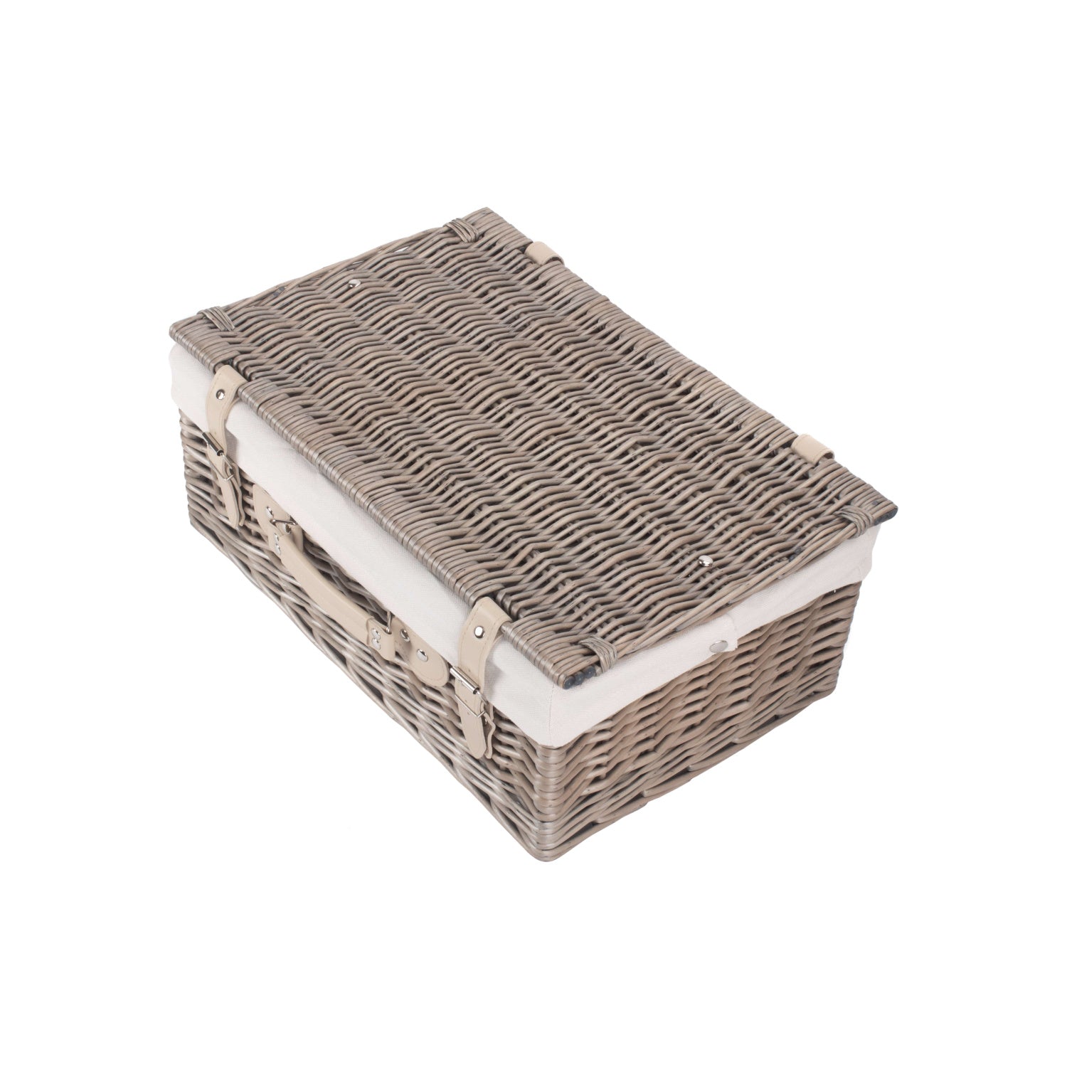 18 Inch Antique Wash Willow Hamper with White Lining