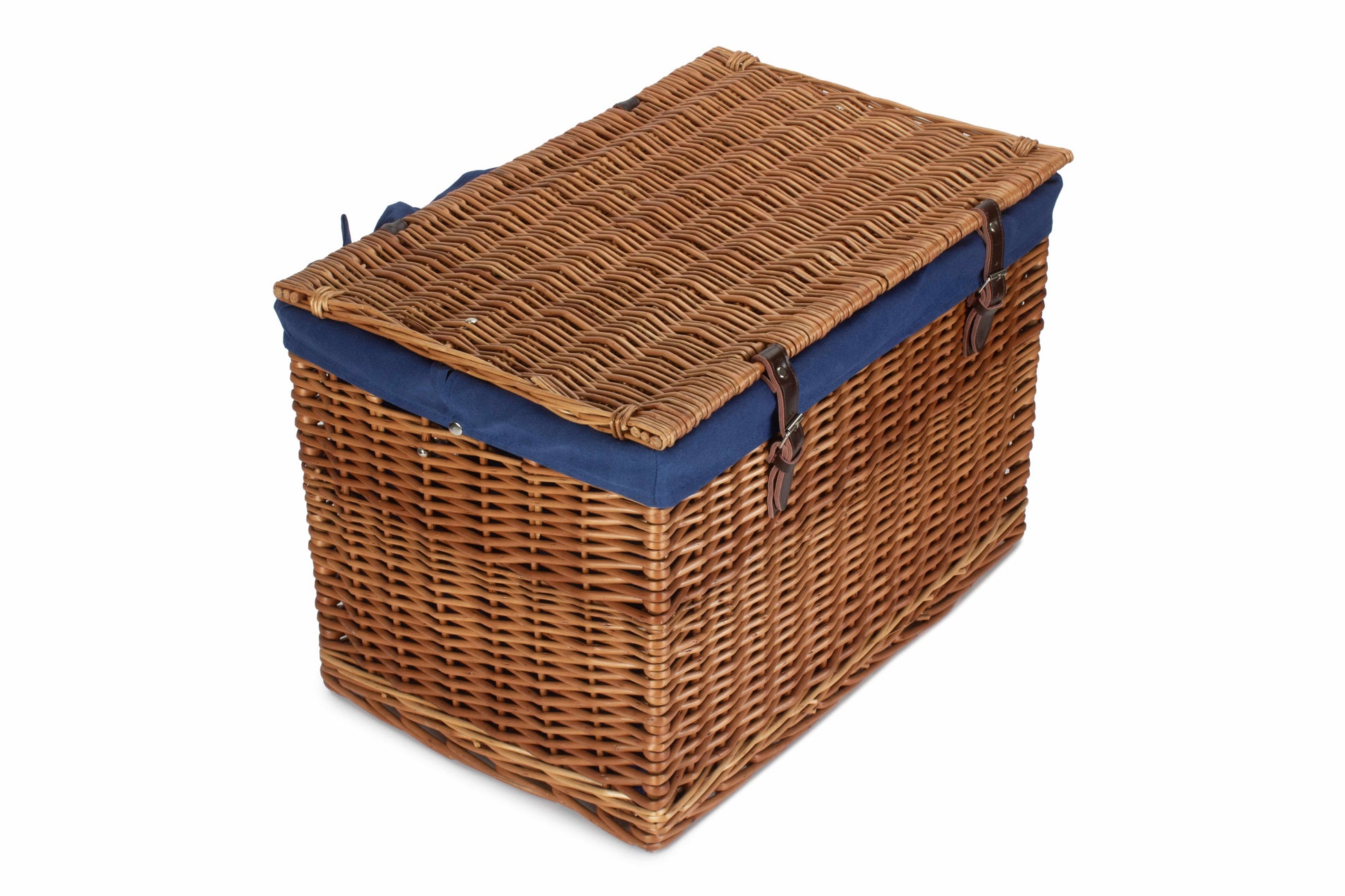 24" Double Steamed Willow Chest Hamper Trunk with Navy Blue Lining
