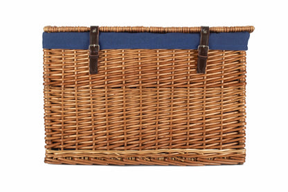 24" Double Steamed Willow Chest Hamper Trunk with Navy Blue Lining