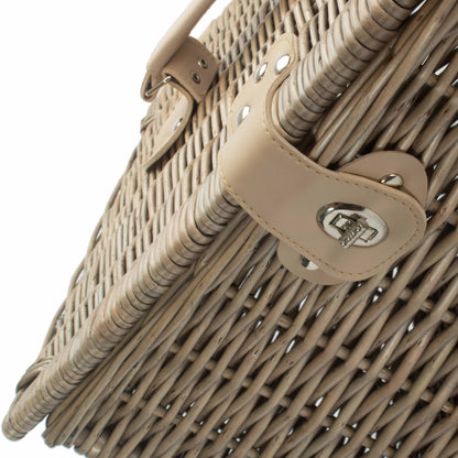 Antique Wash Finish Willow Chest Hamper - Large