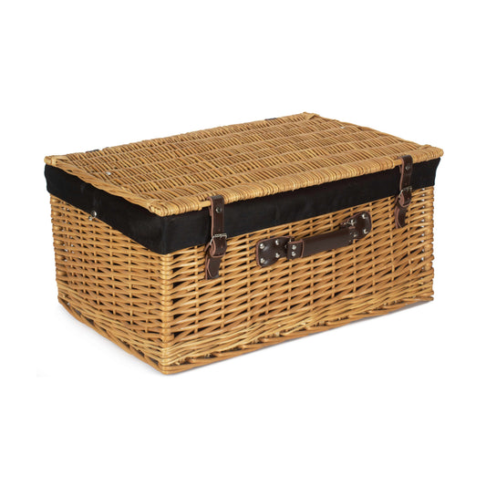 24 Inch Buff Willow Hamper with Black Lining