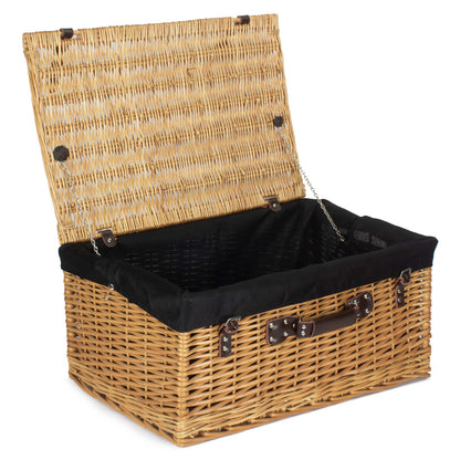 24 Inch Buff Willow Hamper with Black Lining