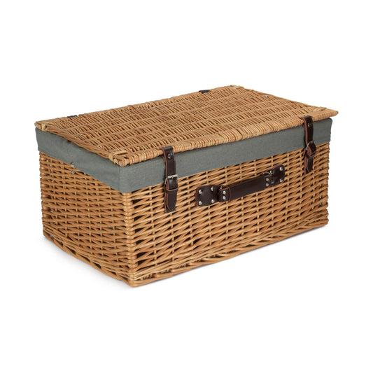 24 Inch Buff Willow Hamper with Grey Sage Lining