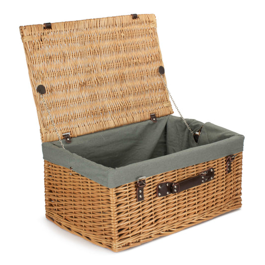 24 Inch Buff Willow Hamper with Grey Sage Lining