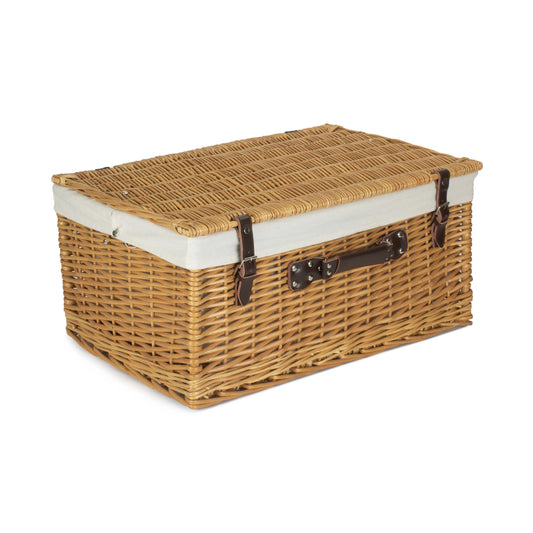 24 Inch Buff Willow Hamper with White Lining