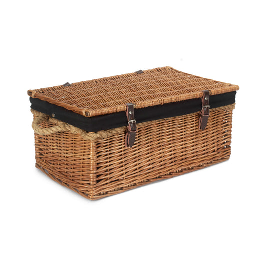 24 Inch Double Steamed Willow Rope Handled Trunk with Black Lining