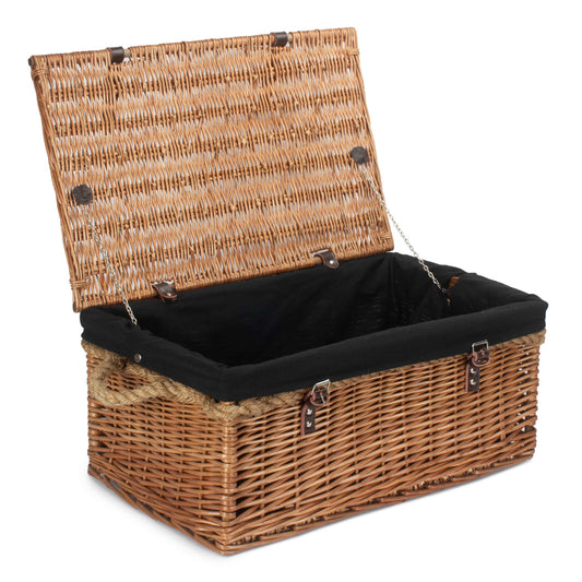24 Inch Double Steamed Willow Rope Handled Trunk with Black Lining