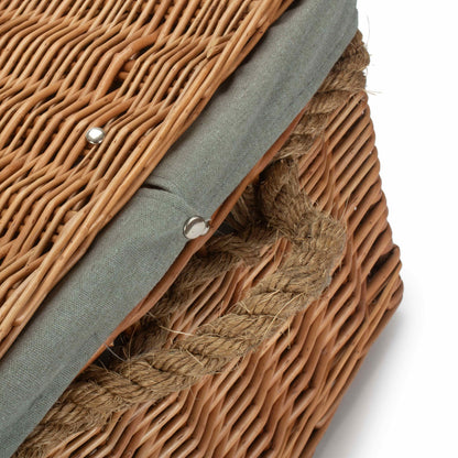 24 Inch Double Steamed Willow Rope Handled Trunk with Grey Sage Lining