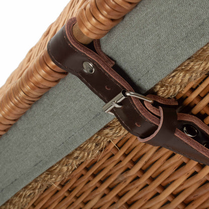 24 Inch Double Steamed Willow Rope Handled Trunk with Grey Sage Lining
