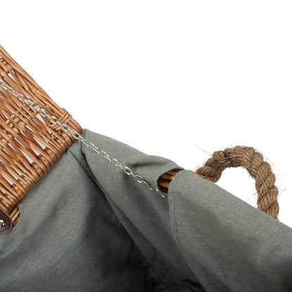 24 Inch Double Steamed Willow Rope Handled Trunk with Grey Sage Lining