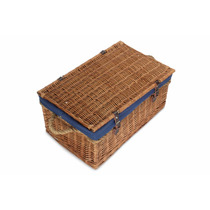 24 Inch Double Steamed Willow Rope Handled Trunk with Navy Blue Lining