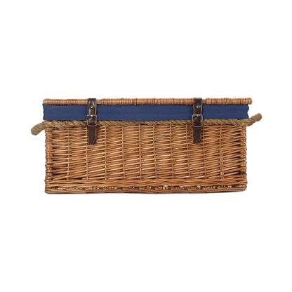24 Inch Double Steamed Willow Rope Handled Trunk with Navy Blue Lining